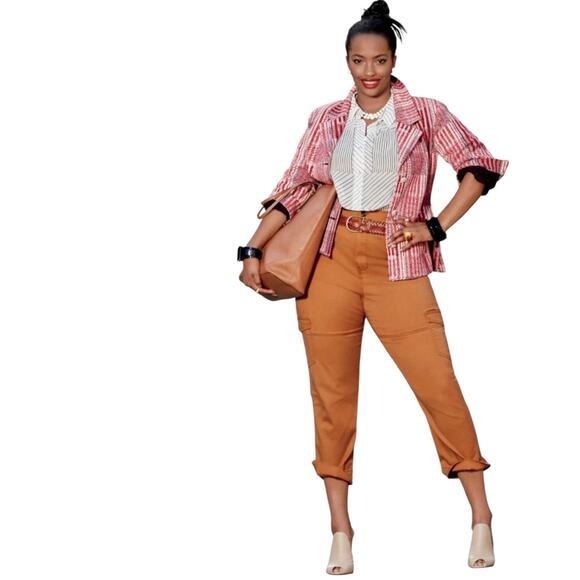 CAbi Jackets & Blazers - CABi Red Patchwork Tweed Blazer #6028 Double Breasted Anchor Buttons Nautical S